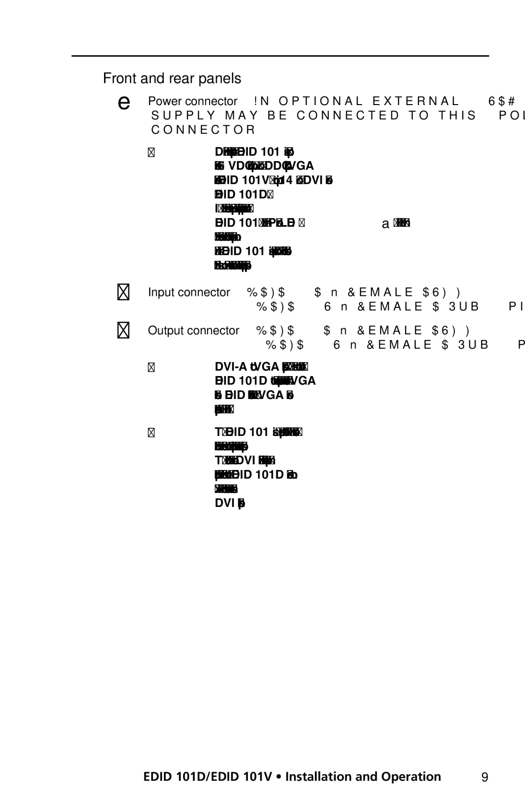 Extron electronic EDID 101D, EDID 101V user manual Front and rear panels, Connector 