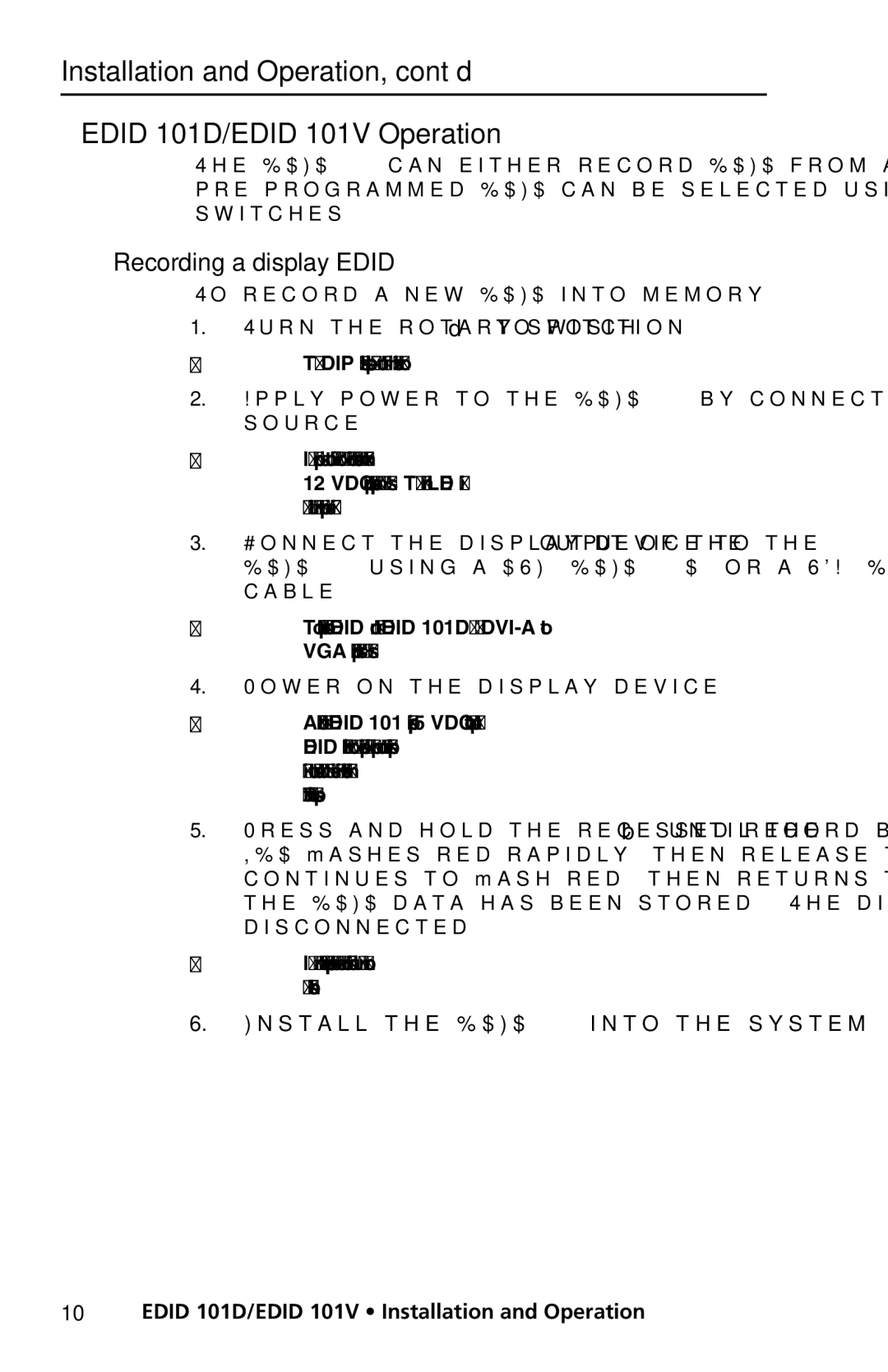 Extron electronic EDID 101V, EDID 101D Recording a display Edid, Apply power to the Edid 101 by connecting a power source 