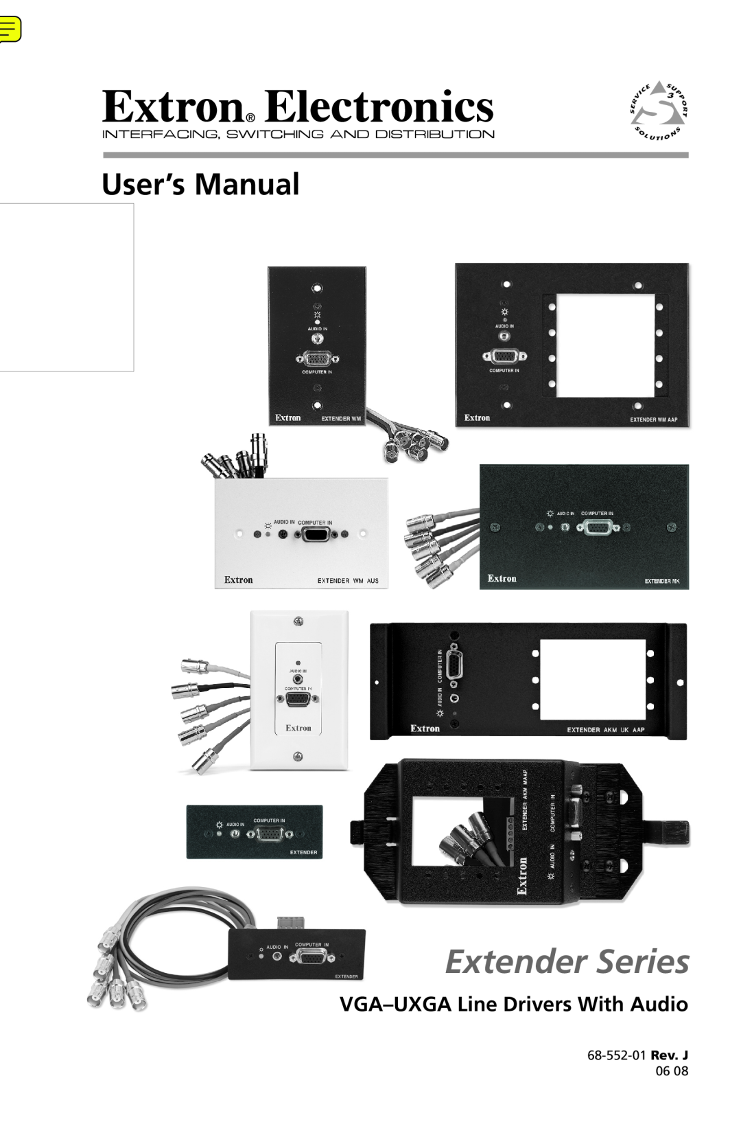 Extron electronic Extender Series manual VGA-UXGA Line Drivers With Audio, User’s Manual 
