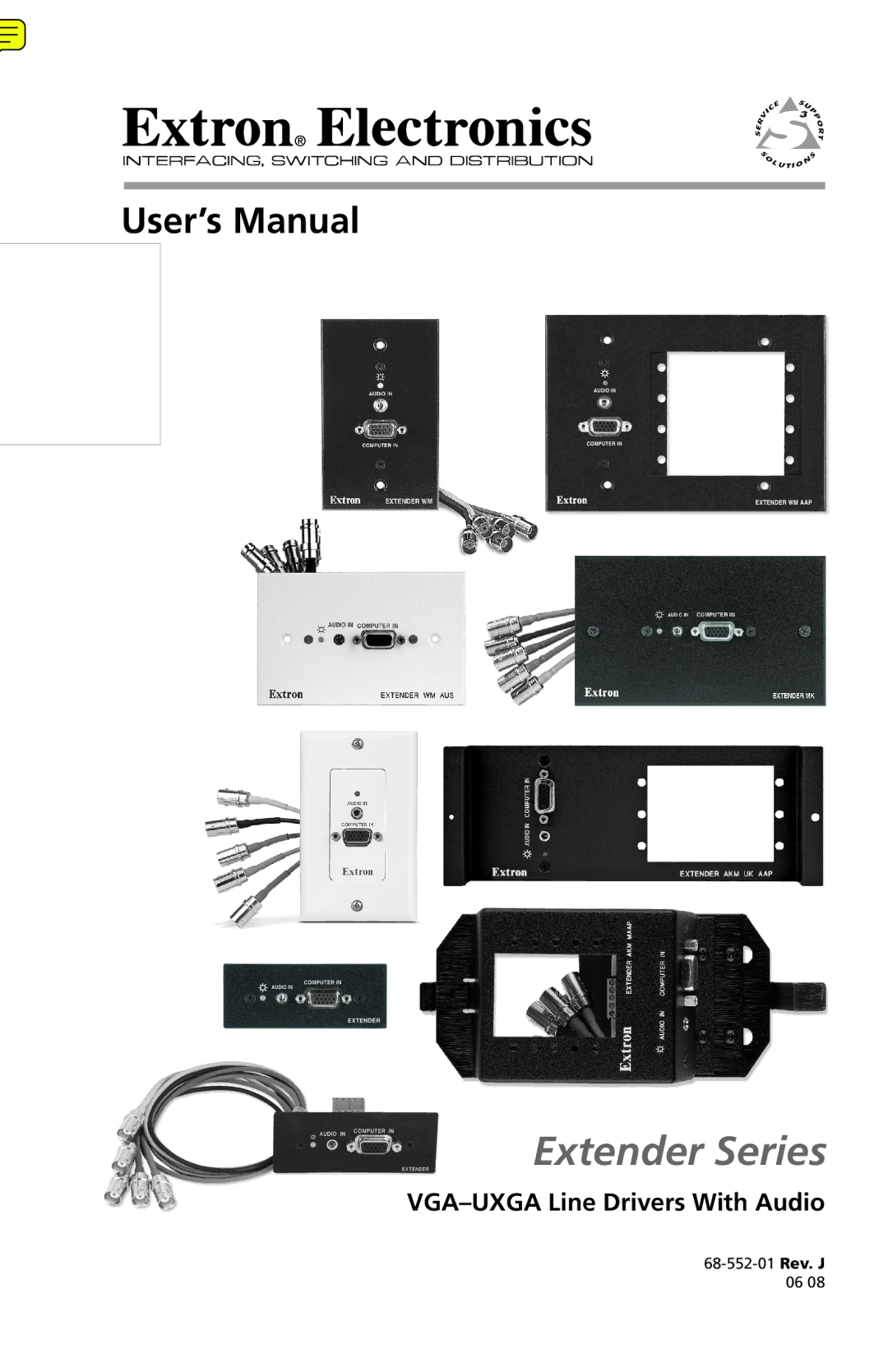 Extron electronic Extender Series manual VGA-UXGA Line Drivers With Audio 