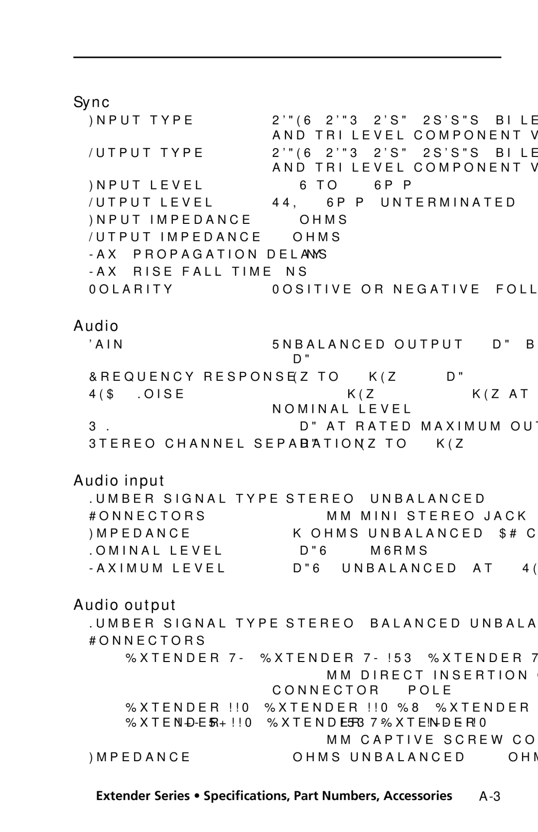 Extron electronic Extender Series manual Sync, Audio input, Audio output 