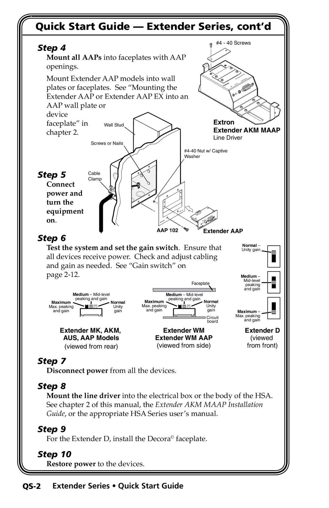 Extron electronic manual Quick Start Guide -­ Extender Series, cont’d, 2‑12 