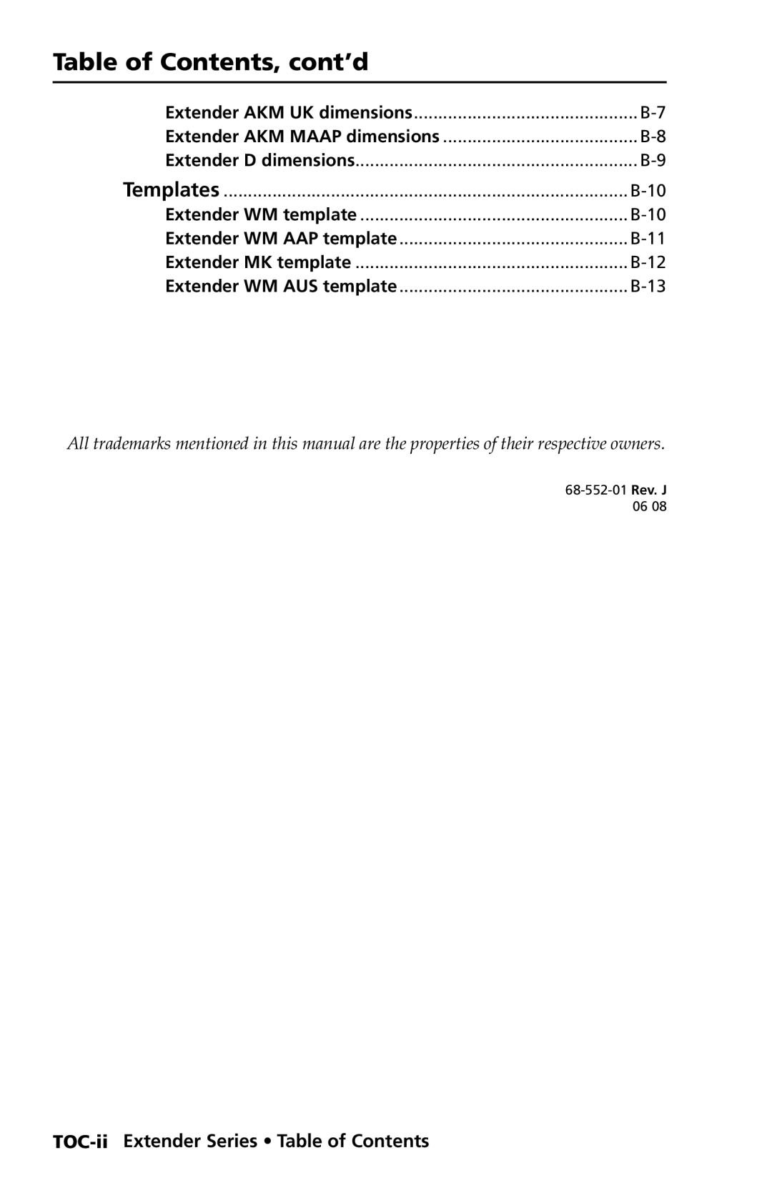 Extron electronic Extender Series manual Table of Contents, cont’d 