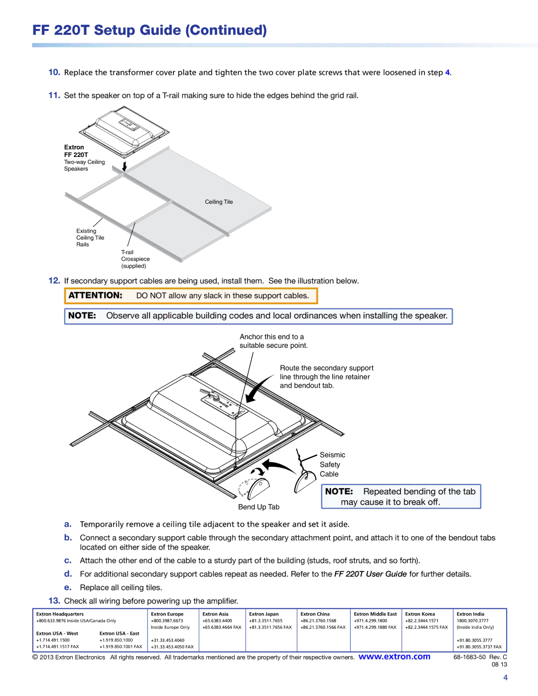 Extron electronic FF 220T setup guide May cause it to break off 