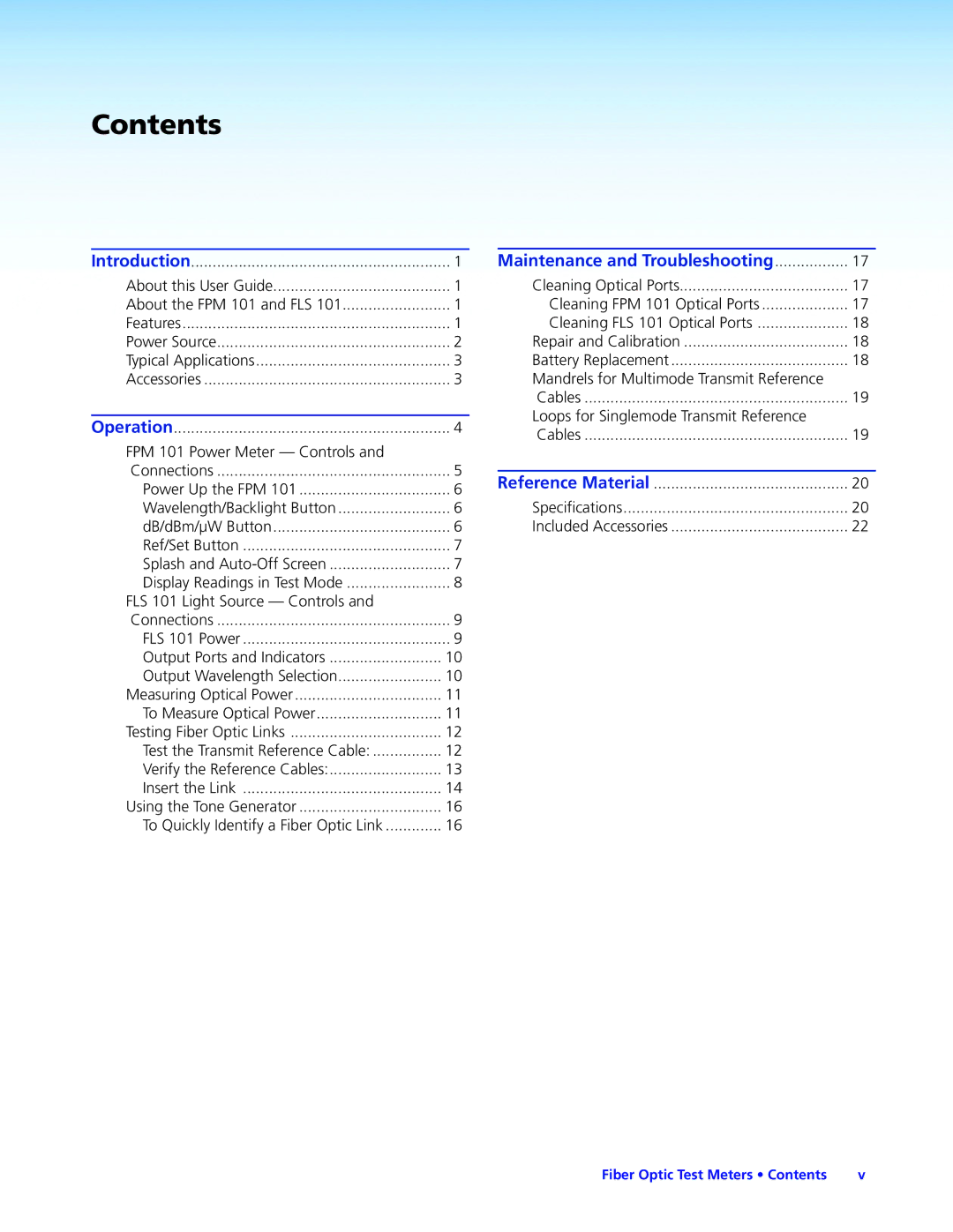 Extron electronic FPM 101, FLS 101 manual Contents 