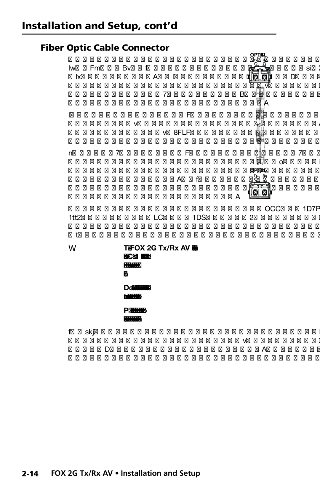Extron electronic FOX 2G Tx manual Fiber Optic Cable Connector 