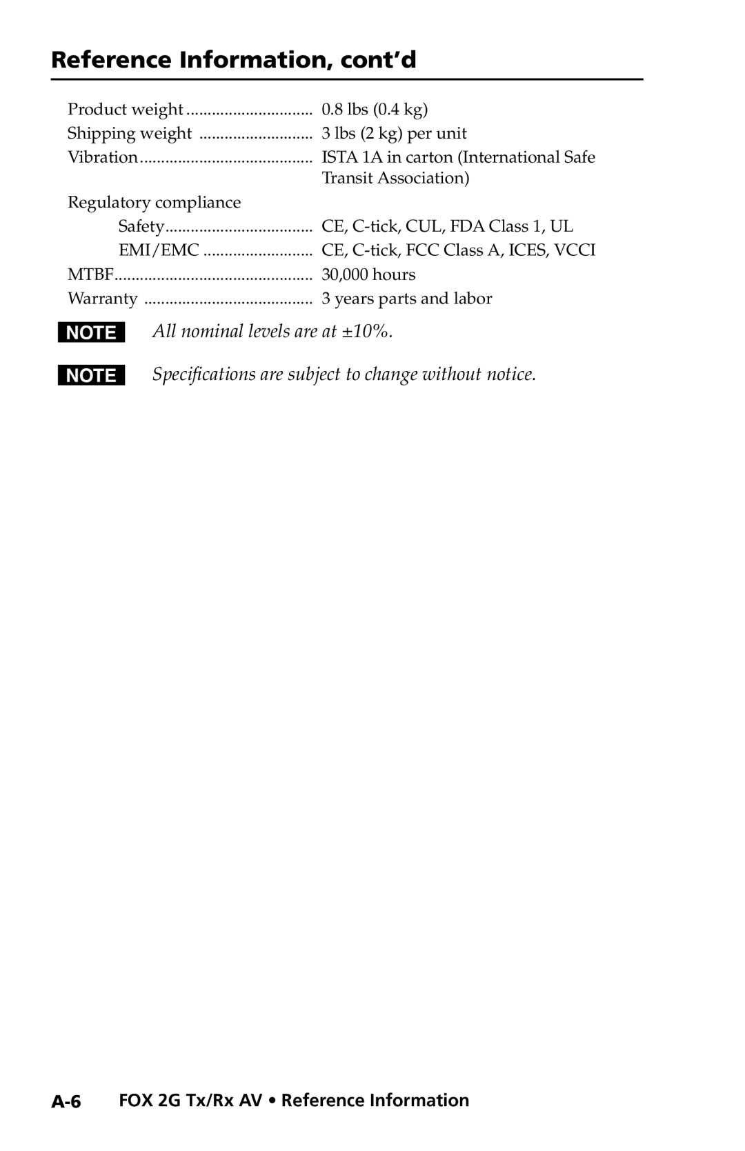 Extron electronic FOX 2G Tx manual Emi/Emc 