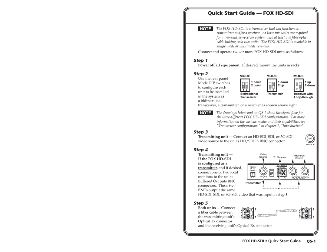 Extron electronic user manual Quick Start Guide FOX HD-SDI, System as 