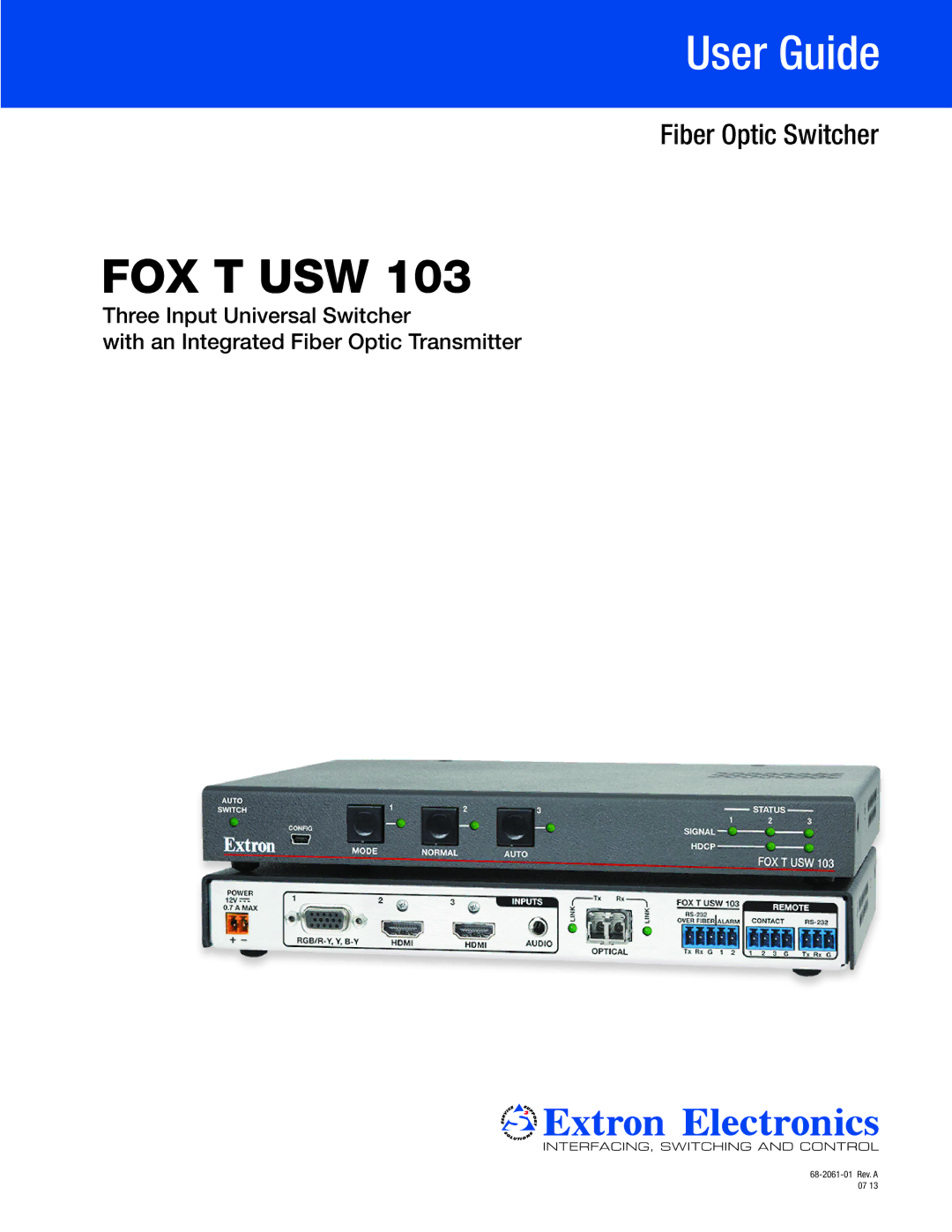 Extron electronic FOX T USW 103 manual Fox T Usw 