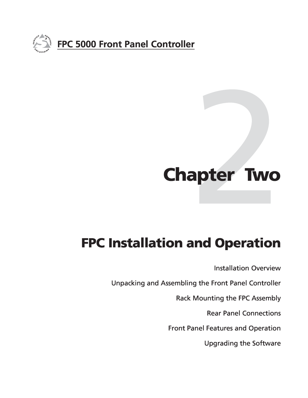 Extron electronic manual Two, FPC Installation and Operation, Installation Overview, FPC 5000 Front Panel Controller 
