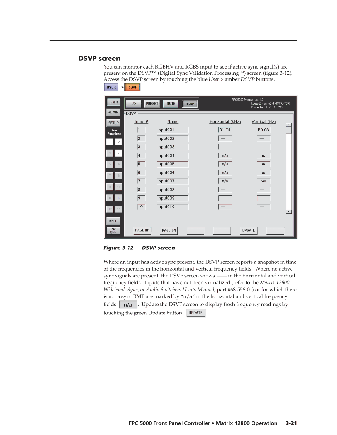 Extron electronic FPC 5000 manual Dsvp screen 