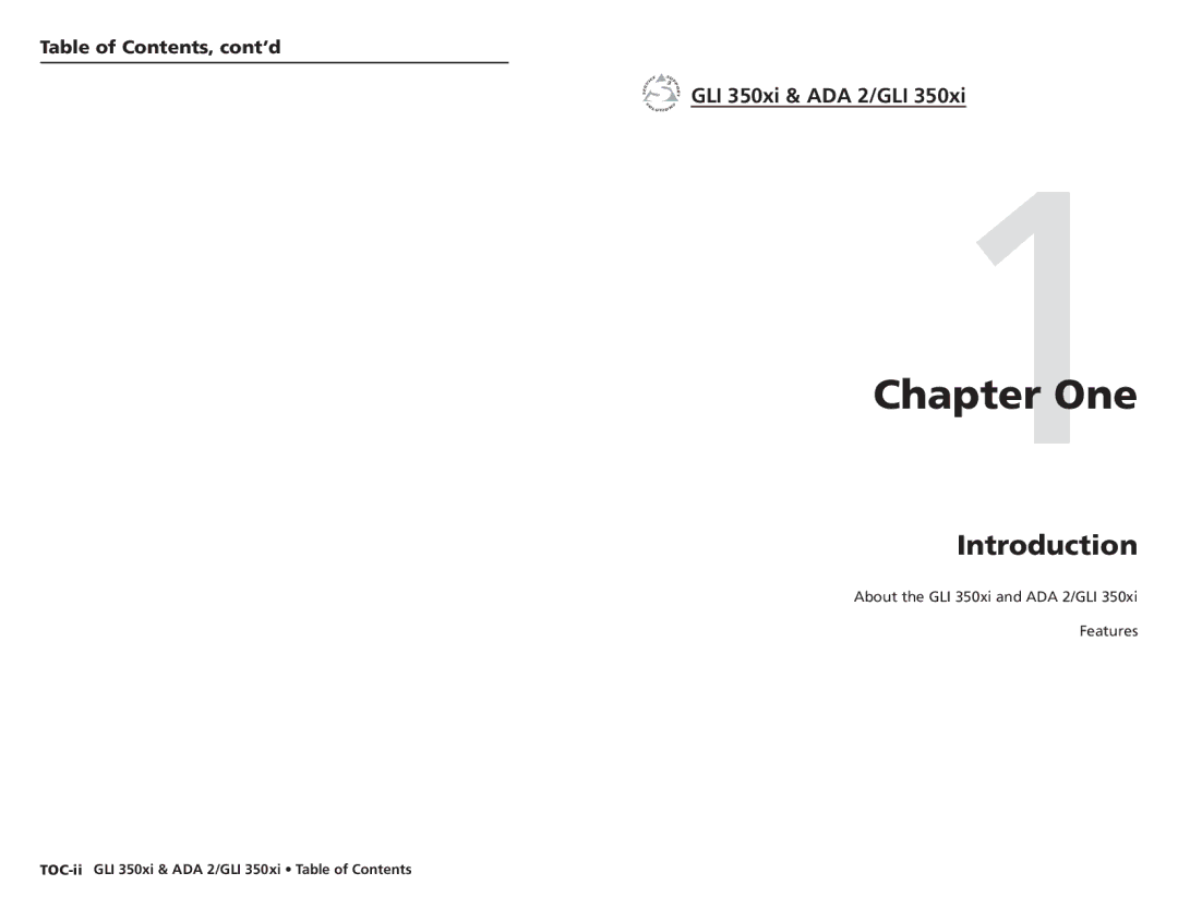 Extron electronic ADA 2/GLI 350xi user manual One, Introduction, GLI 350xi & ADA 2/GLI, Table of Contents, cont’d 