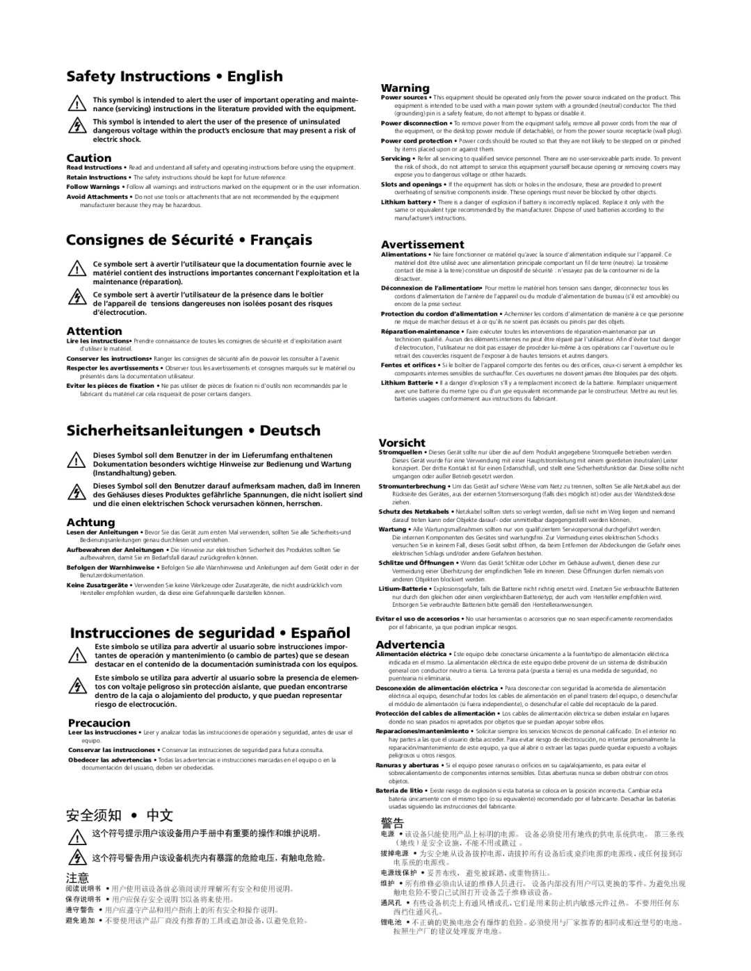 Extron electronic GSS 100 manual Safety Instructions English 