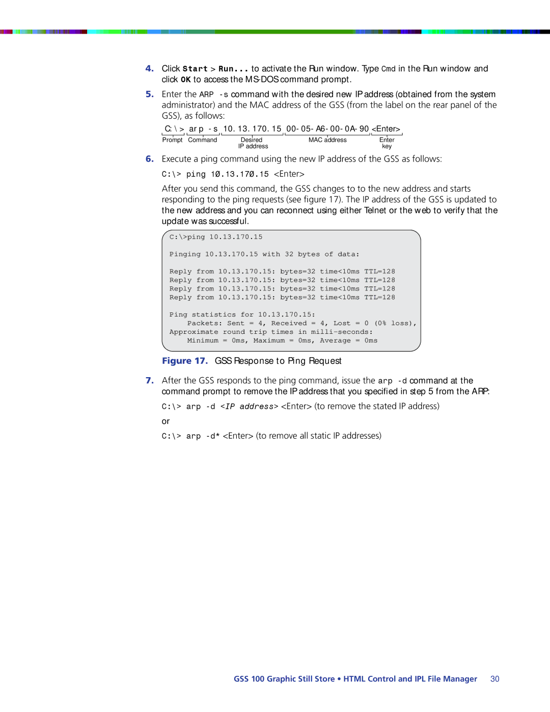 Extron electronic GSS 100 manual GSS Response to Ping Request 