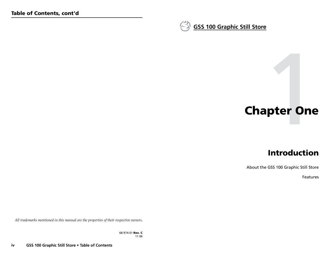 Extron electronic user manual One, GSS 100 Graphic Still Store 