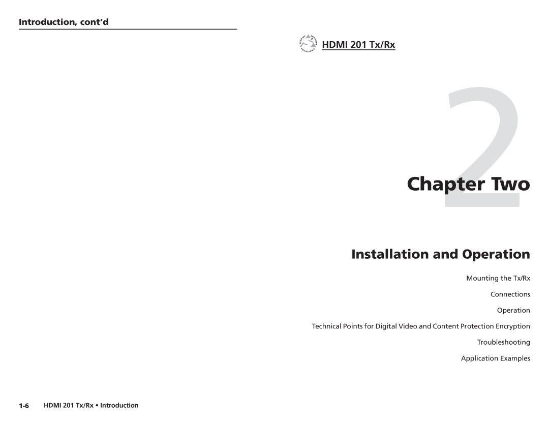 Extron electronic HDMI 201 Tx/Rx user manual Two 