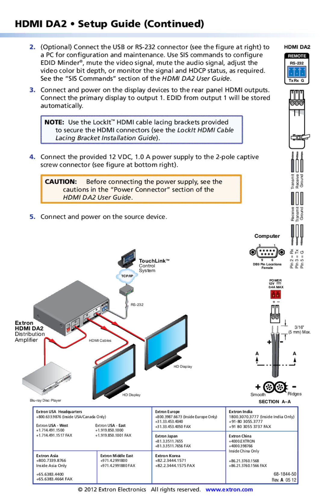 Extron electronic HDMI DA2 Extron Europe Extron India, Extron USA West Extron USA East, Extron Japan Extron China 