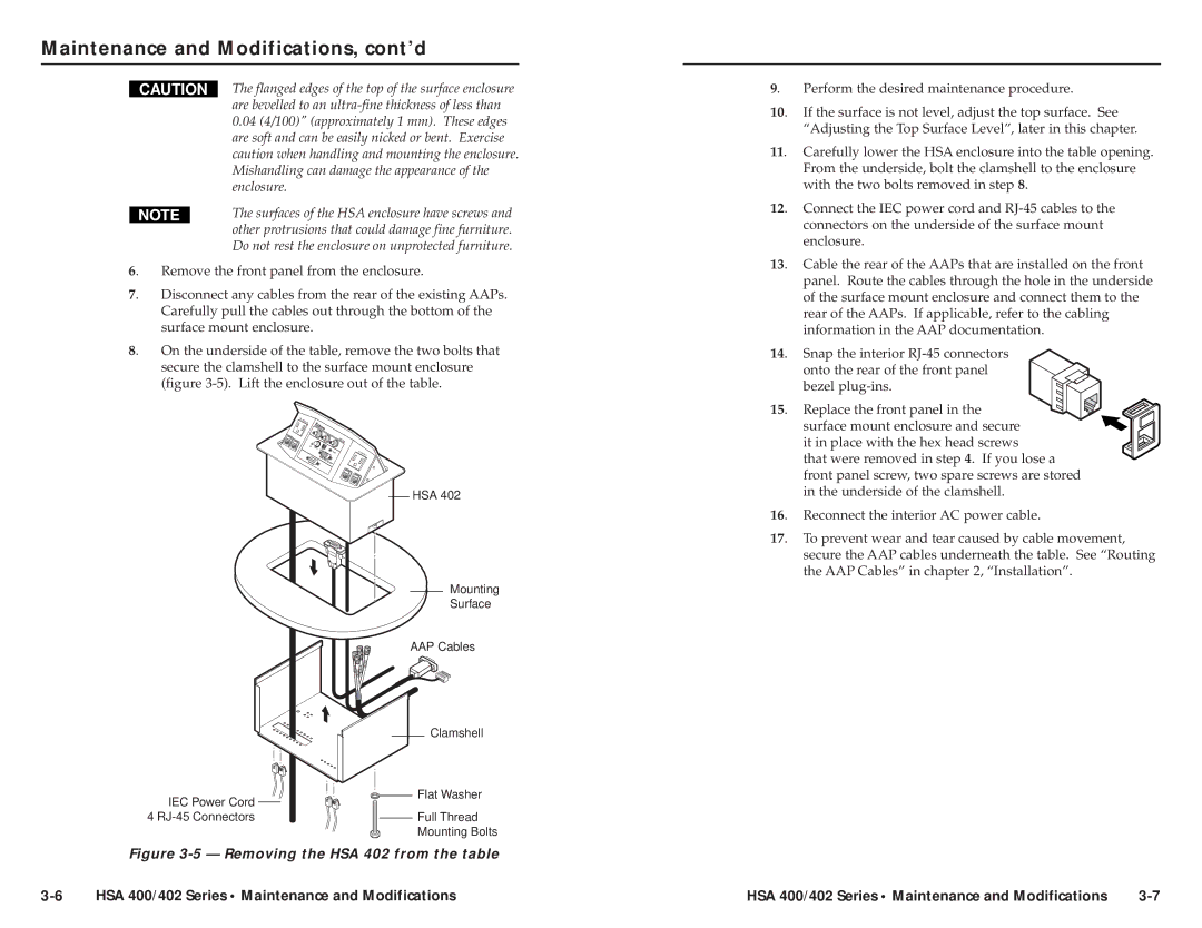 Extron electronic HSA 400 INTERNATIONAL, HSA 402 INTERNATIONAL user manual Maintenance and Modifications, cont’d 