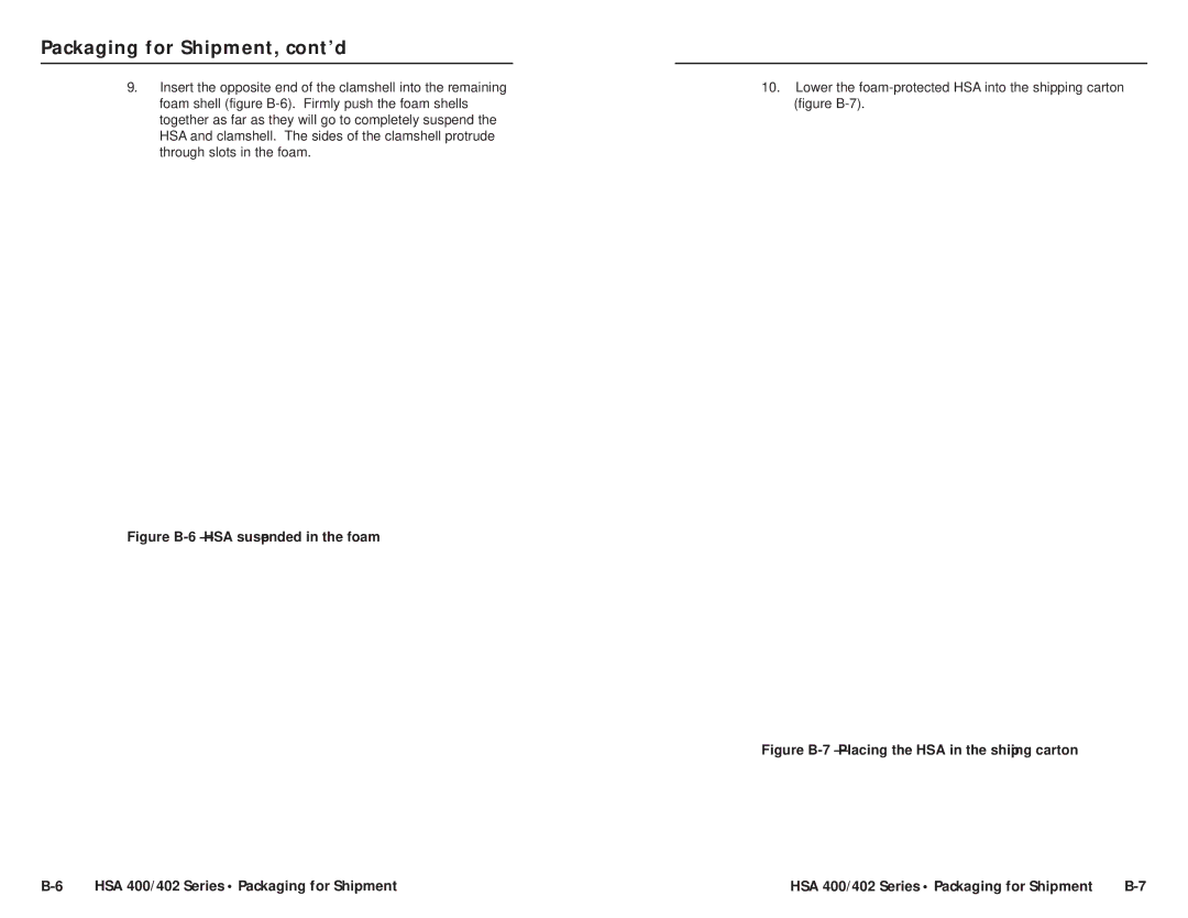Extron electronic HSA 402 INTERNATIONAL, HSA 400 INTERNATIONAL user manual Figure B-6 HSA suspended in the foam 
