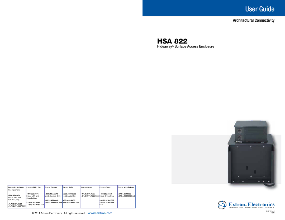 Extron electronic HSA 822 manual User Guide 