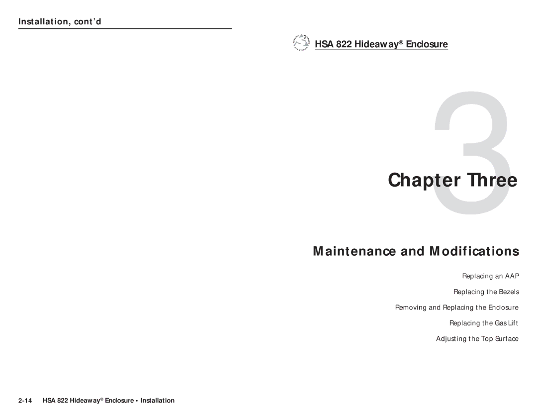 Extron electronic HSA 822 user manual Three, Maintenance and Modifications 