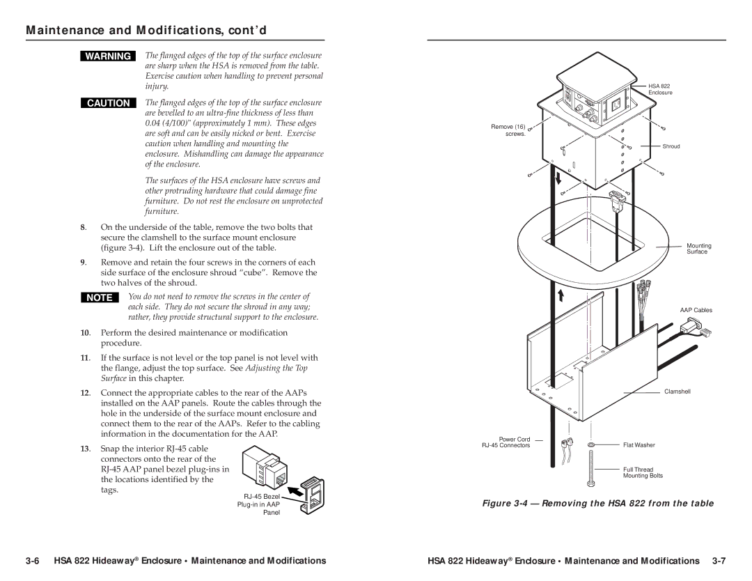 Extron electronic HSA 822 user manual Maintenance and Modifications, cont’d 