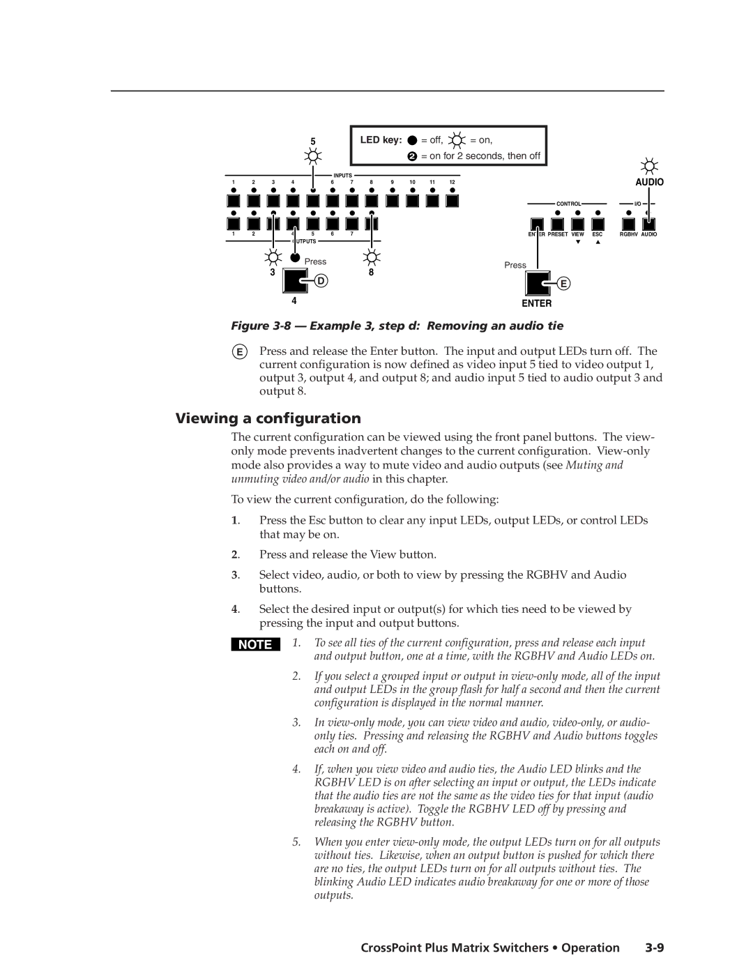 Extron electronic 1616 HV, HVA manual Viewing a configuration, Example 3, step d Removing an audio tie 