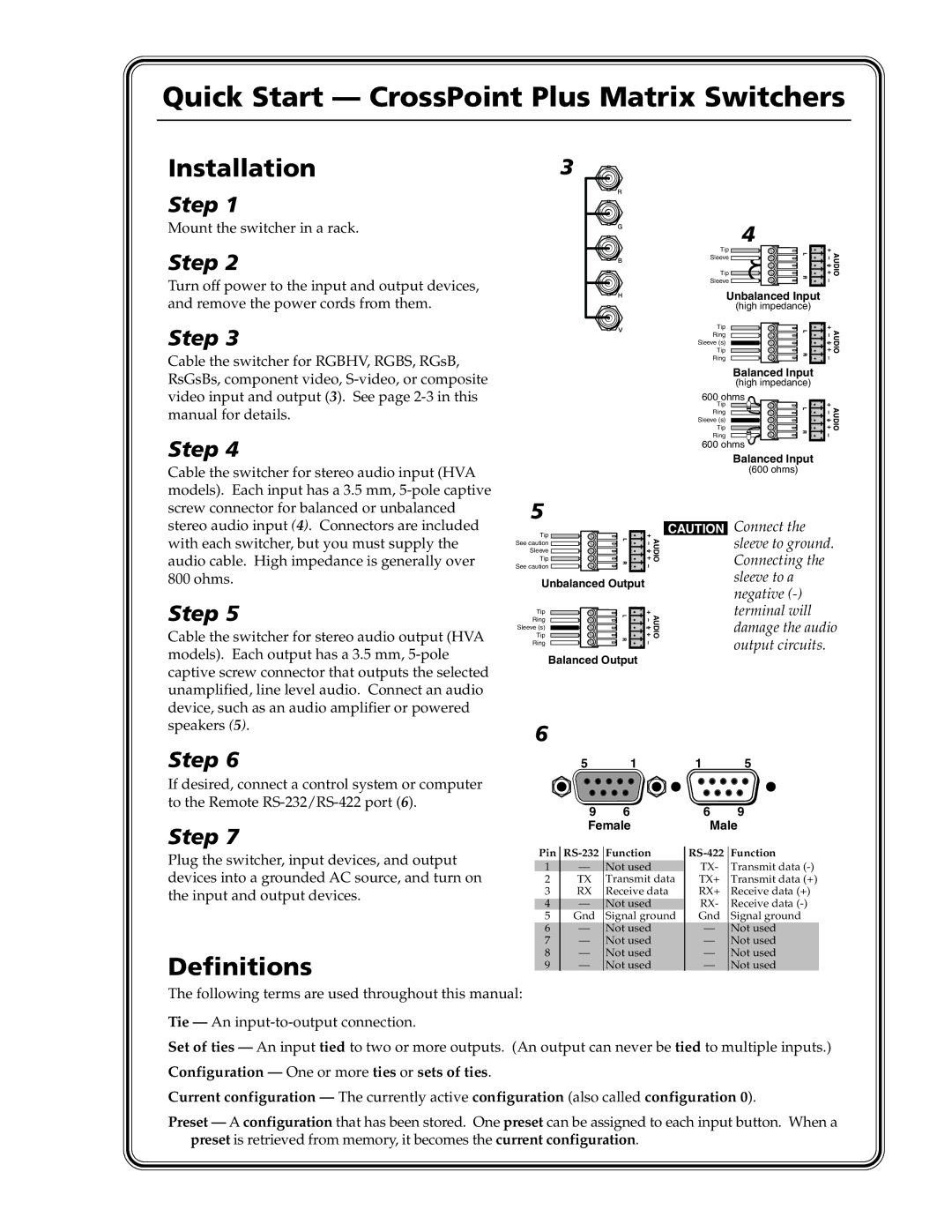 Extron electronic 1616 HV, HVA manual Quick Start CrossPoint Plus Matrix Switchers 