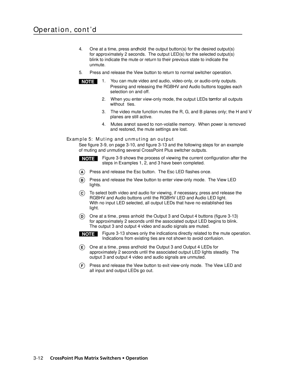 Extron electronic HVA, 1616 HV manual Example 5 Muting and unmuting an output 