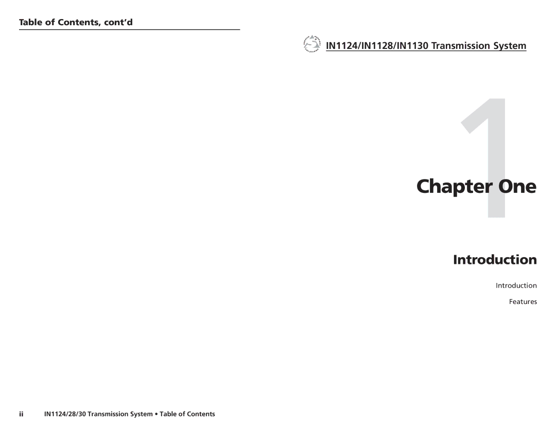 Extron electronic IN1128, IN1130 Table of Contents, cont’d, Ii IN1124/28/30 Transmission System Table of Contents 