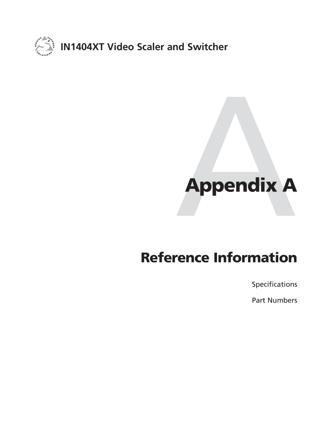 Extron electronic IN1404XT manual AAppendix a 