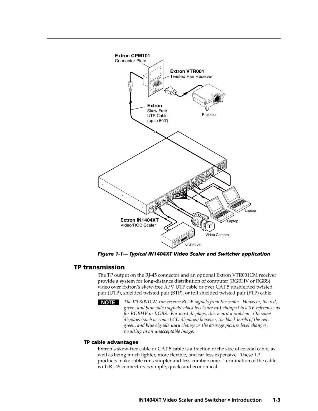 Extron electronic IN1404XT manual TP transmission, TP cable advantages 