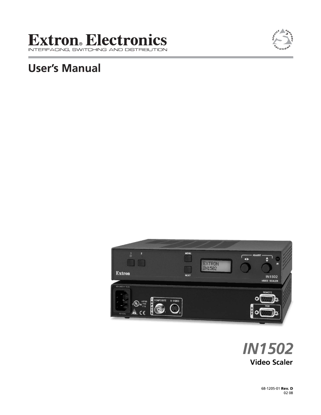 Extron electronic IN1502 manual 