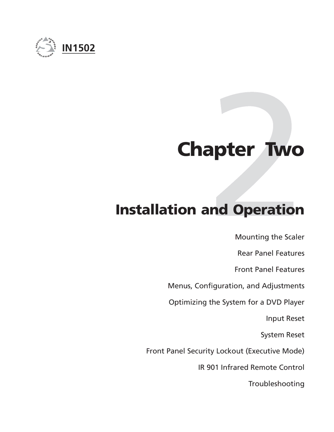 Extron electronic IN1502 manual Installation and Operation 