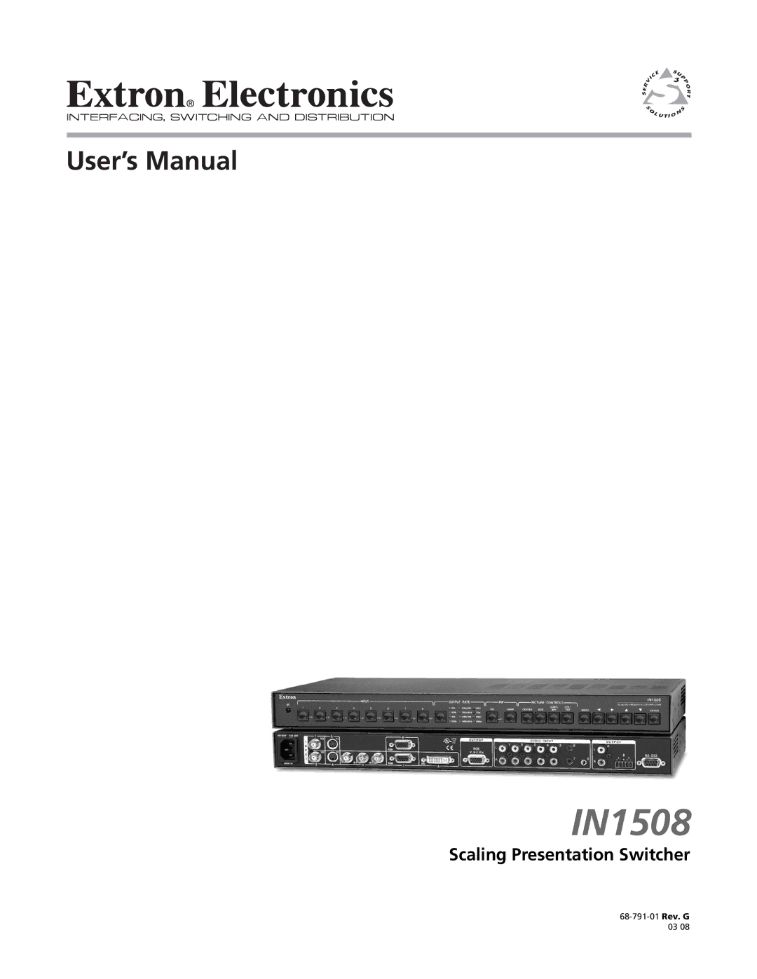 Extron electronic IN1508 manual 