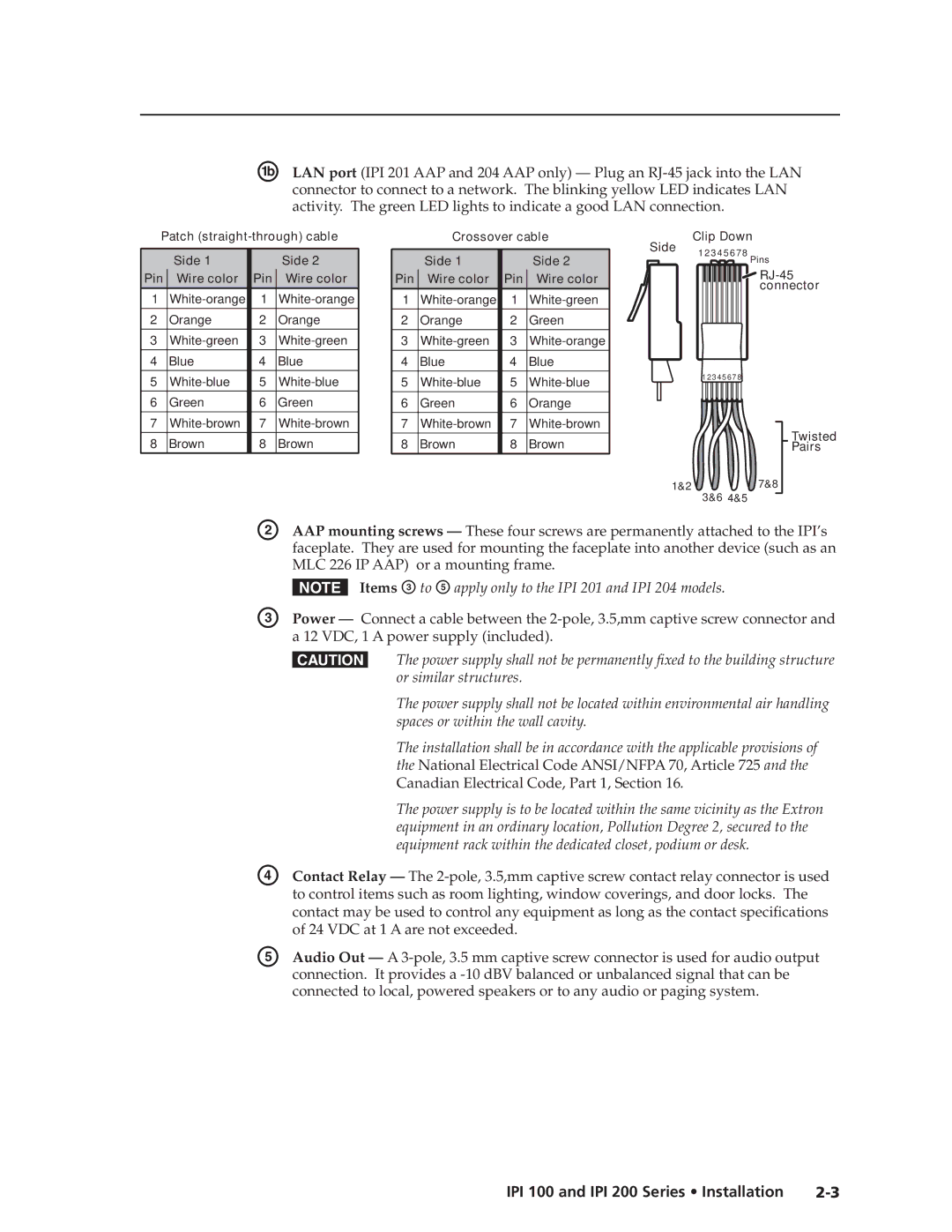 Extron electronic IPI 200, IPI 100 manual MLC 226 IP AAP or a mounting frame, Connector 