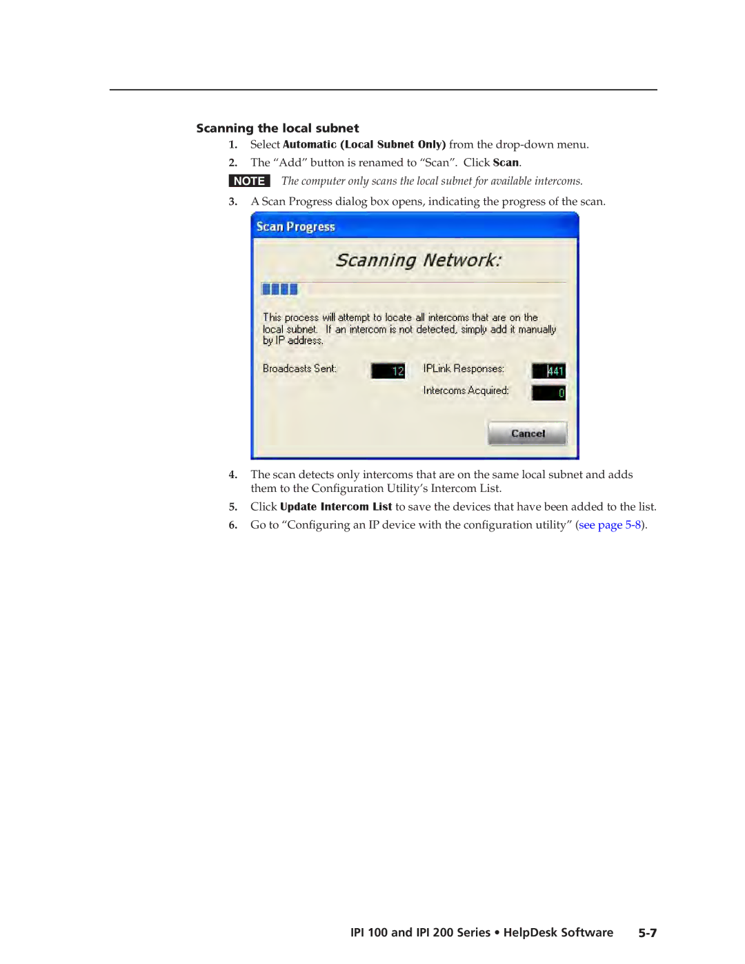 Extron electronic IPI 200, IPI 100 manual Scanning the local subnet 