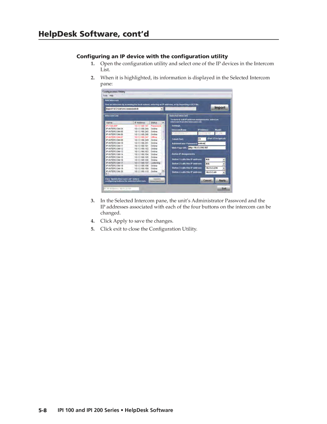 Extron electronic IPI 100, IPI 200 manual Configuring an IP device with the configuration utility 