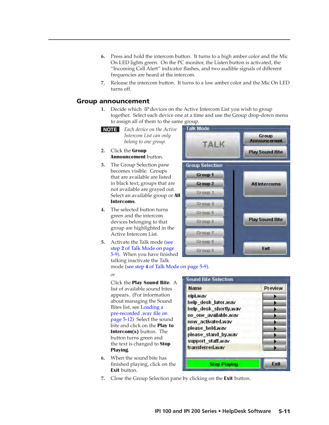 Extron electronic IPI 200, IPI 100 manual Group announcement, Select an available group or All Intercoms 