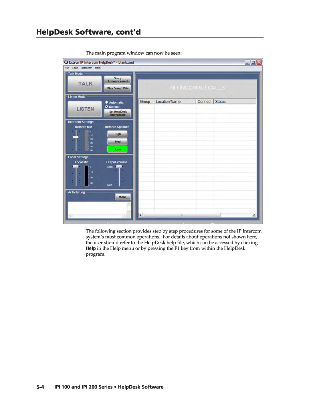 Extron electronic manual HelpDesk Software, cont’d, IPI 100 and IPI 200 Series HelpDesk Software 