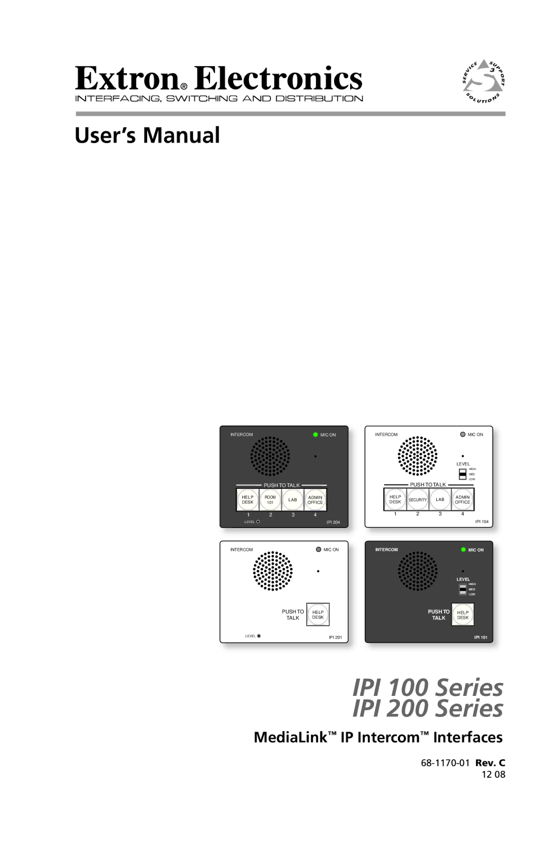 Extron electronic IPI 100 Series, IPI 200 Series manual User’s Manual, MediaLink IP Intercom Interfaces 