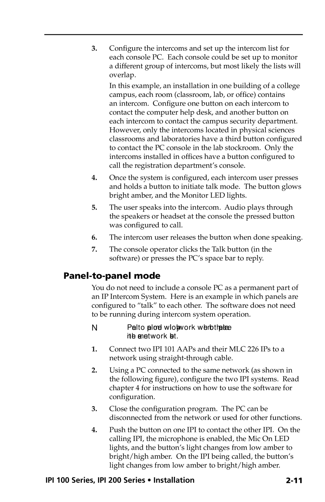 Extron electronic IPI 100 Series, IPI 200 Series manual Panel-to-panel mode 