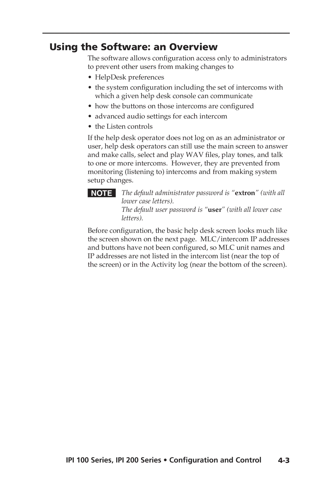 Extron electronic IPI 100 Series, IPI 200 Series manual Using the Software an Overview 