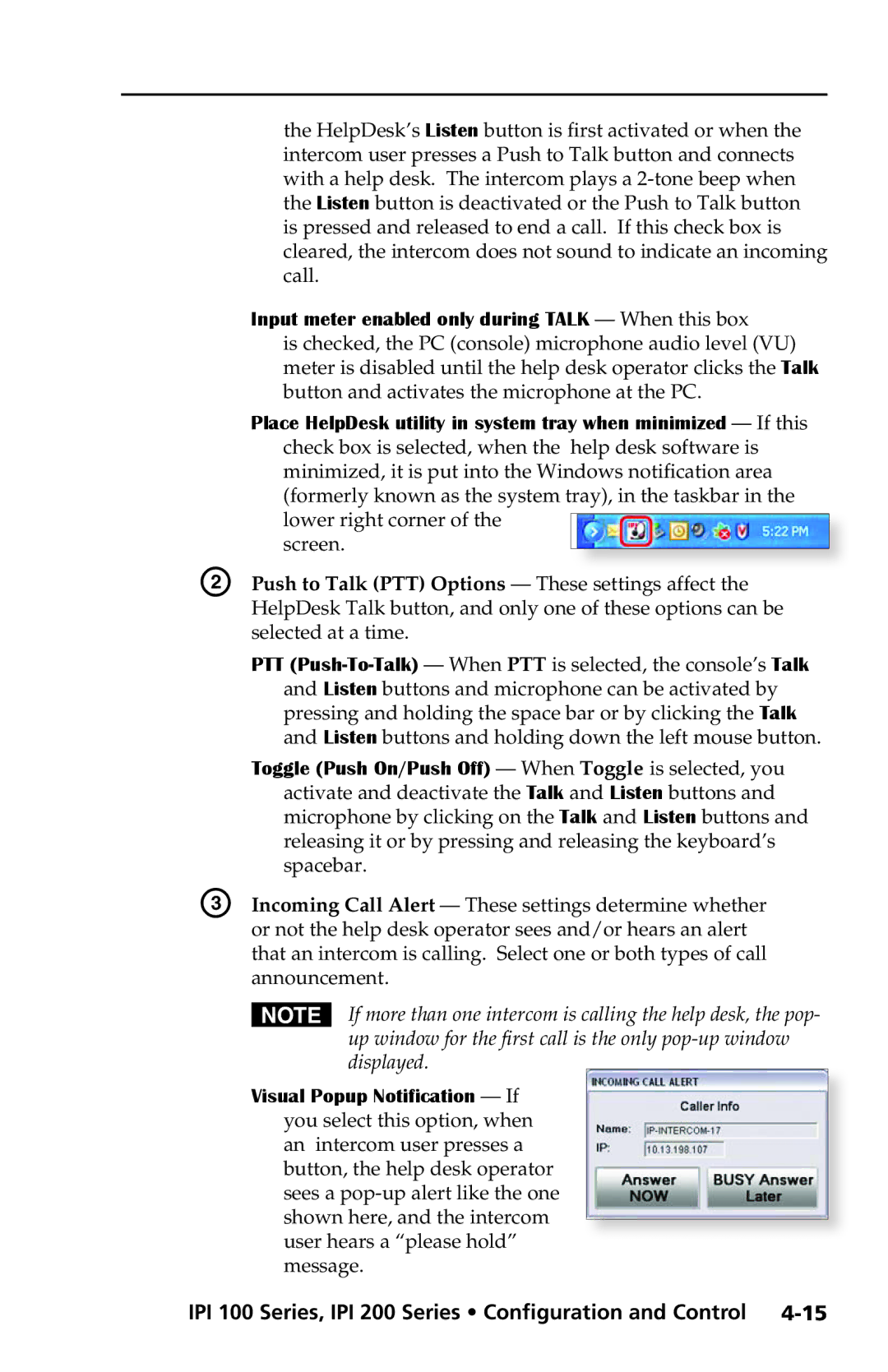 Extron electronic IPI 100 Series, IPI 200 Series manual Push to Talk PTT Options These settings affect 