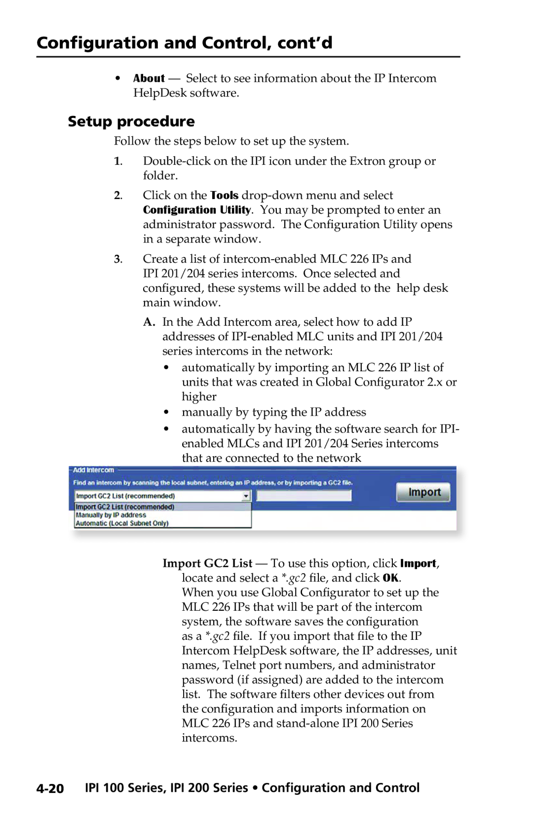 Extron electronic IPI 200 Series, IPI 100 Series manual Setup procedure 