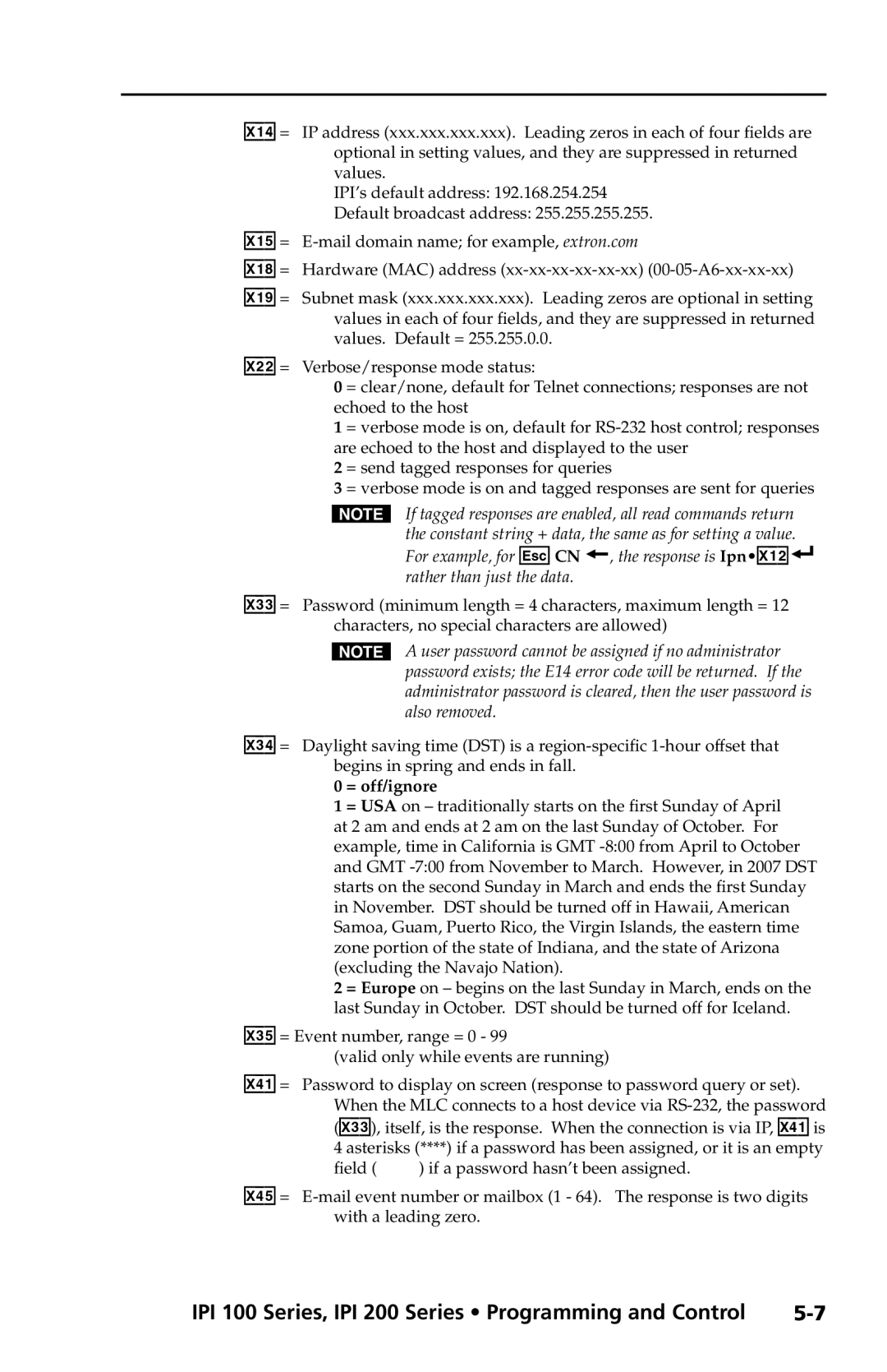 Extron electronic IPI 100 Series, IPI 200 Series manual = off/ignore 