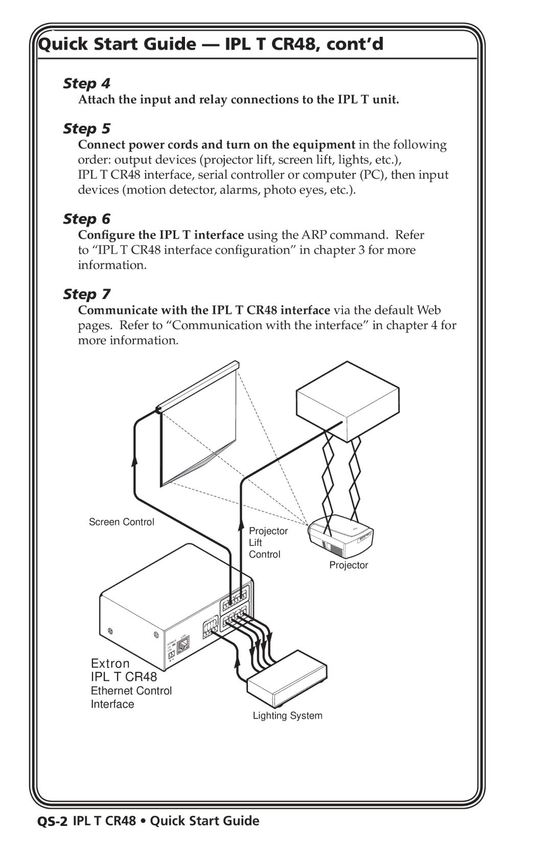 Extron electronic manual Quick Start Guide -­ IPL T CR48, cont’d, QS-2 IPL T CR48 Quick Start Guide 