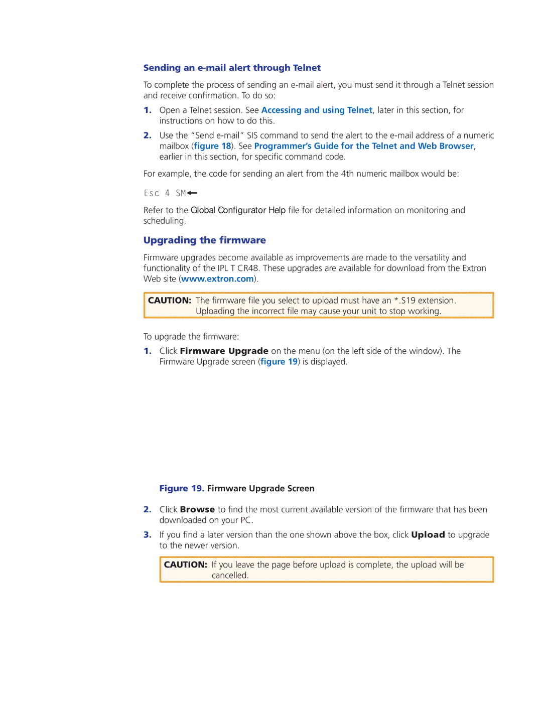 Extron electronic IPL T CR48 manual Upgrading the firmware, Firmware Upgrade Screen 