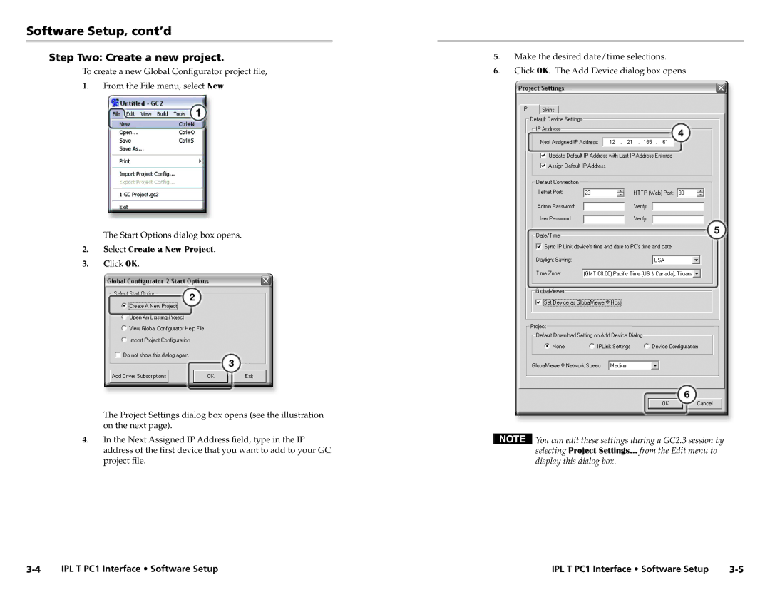 Extron electronic IPL T PC1i setup guide Software Setup, cont’d, Step Two Create a new project, Select Create a New Project 