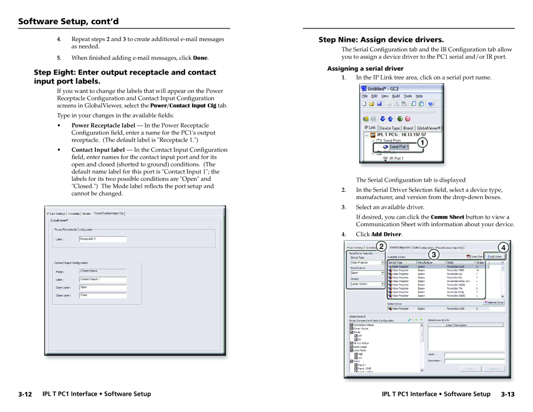 Extron electronic IPL T PC1i setup guide Step Nine Assign device drivers, Click Add Driver 